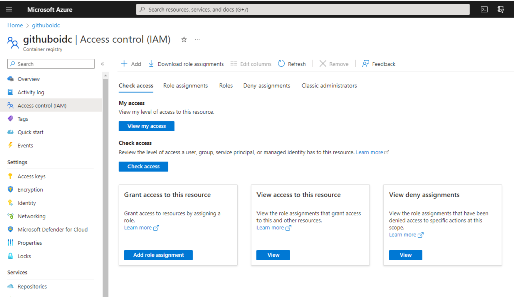 Azure Container Registry ARC via Access control (IAM)