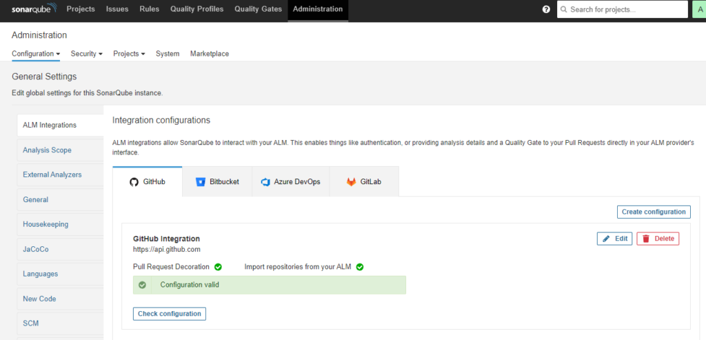 sonarQube is integrated with github successfully