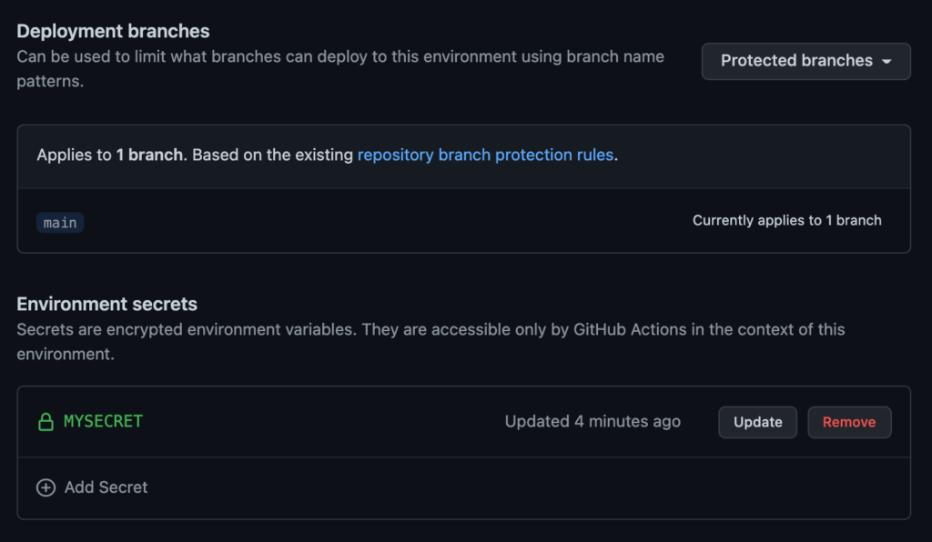 Limit github secrets to protected branches