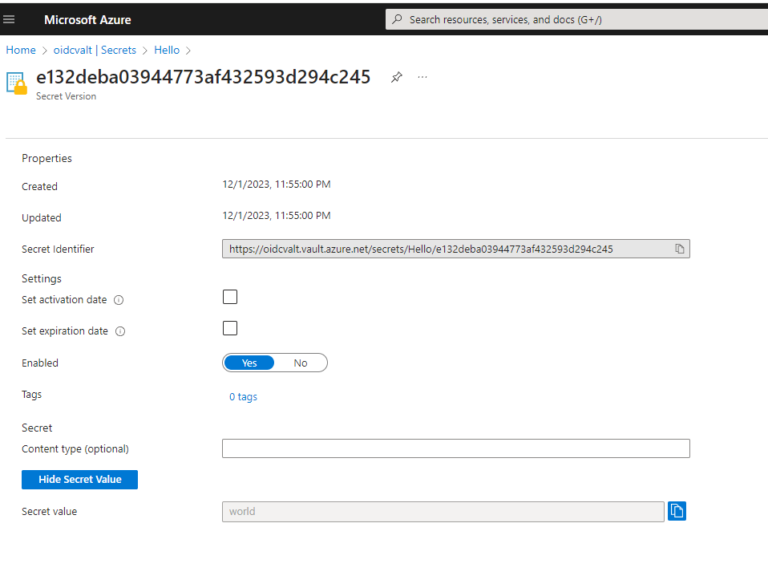 GitHub Federated integration: Azure Key Vault & ACR- Example